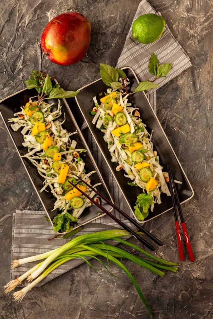 Asian mango, cucumber and cabbage salad