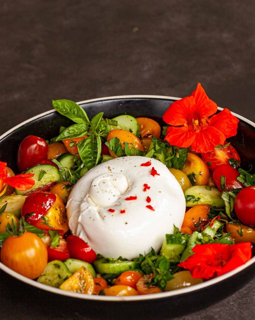 Burrata and tomato salad