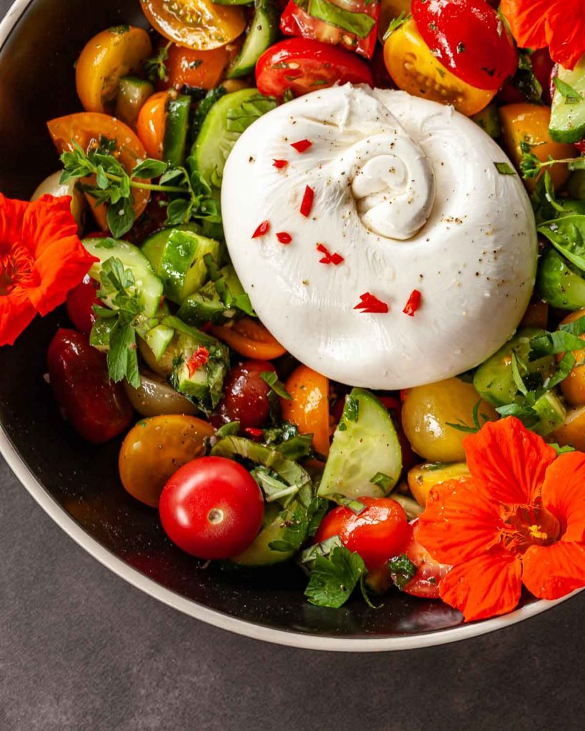 Burrata and tomato salad