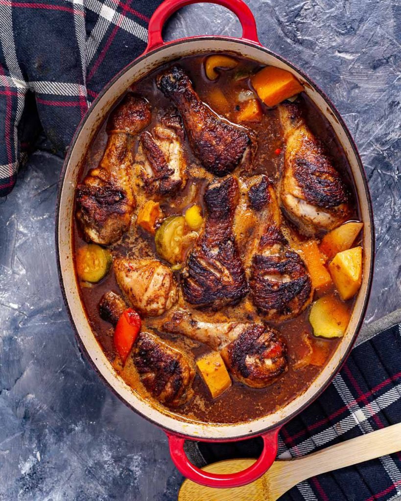 Honey Roasted Chicken Drumsticks with vegetables couscous